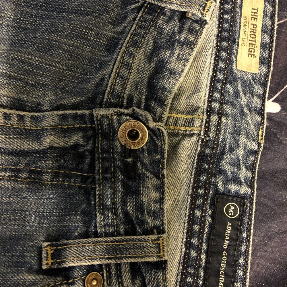 Men’s AG Adriano Goldschmied distressed blue jeans